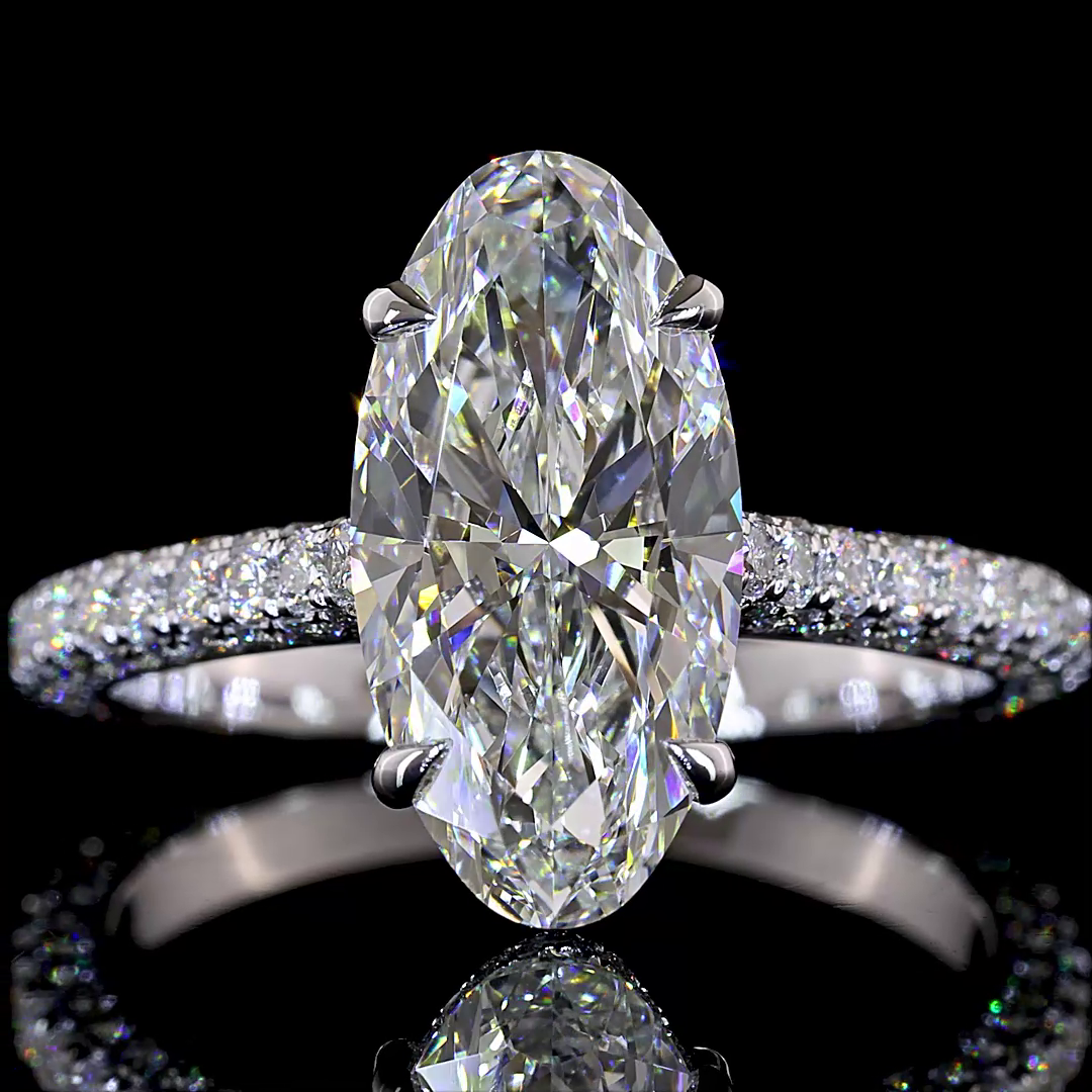 3.50 CTTW MO Lab Grown Diamond Hidden Halo Ring Sz. 6.5 (E Color and VVS2 Clarity)