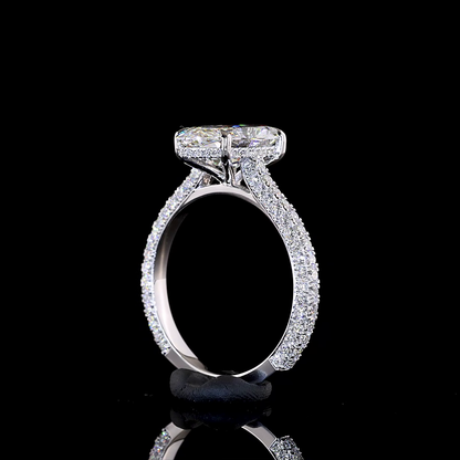 3.50 CTTW MO Lab Grown Diamond Hidden Halo Ring Sz. 6.5 (E Color and VVS2 Clarity)