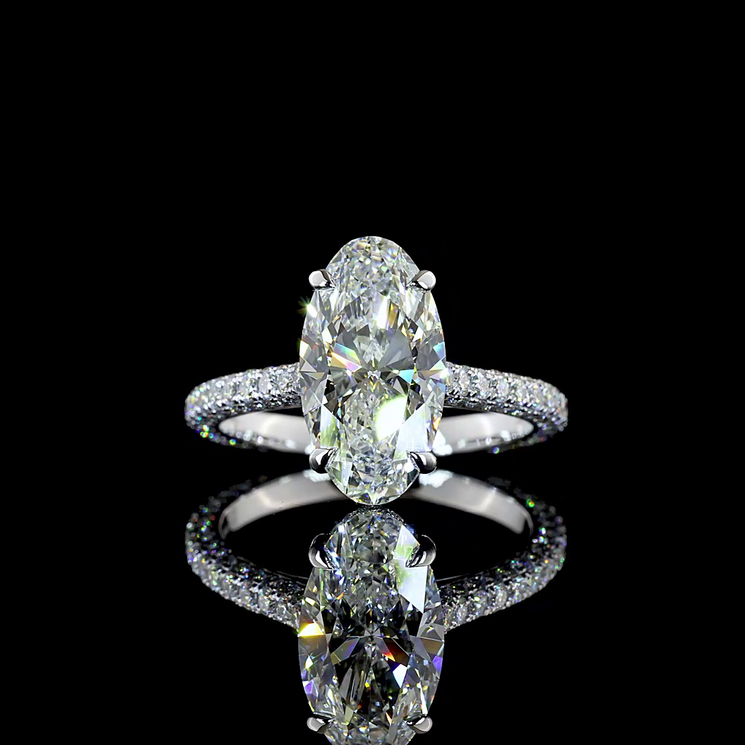 3.55 CTTW MO Lab Grown Diamond Hidden Halo Ring Sz. 6.5 (F Color and VVS2 Clarity)