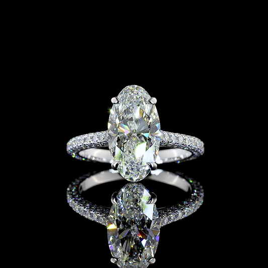 3.55 CTTW MO Lab Grown Diamond Hidden Halo Ring Sz. 6.5 (F Color and VVS2 Clarity)