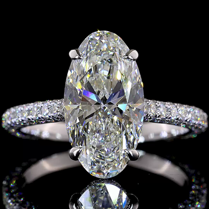 3.55 CTTW MO Lab Grown Diamond Hidden Halo Ring Sz. 6.5 (F Color and VVS2 Clarity)