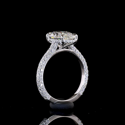 3.55 CTTW MO Lab Grown Diamond Hidden Halo Ring Sz. 6.5 (F Color and VVS2 Clarity)