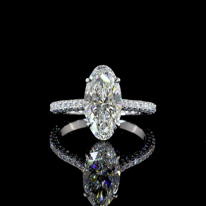 3.89 CTTW Oval Lab Grown Diamond Hidden Halo Ring Sz. 6.5 (G Color and VS1 Clarity)