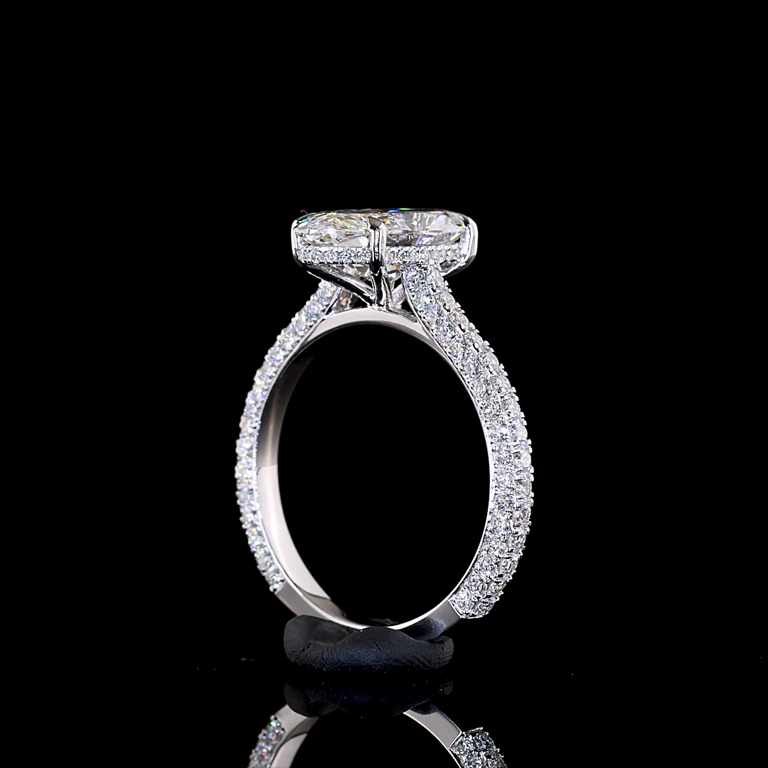 3.89 CTTW Oval Lab Grown Diamond Hidden Halo Ring Sz. 6.5 (G Color and VS1 Clarity)