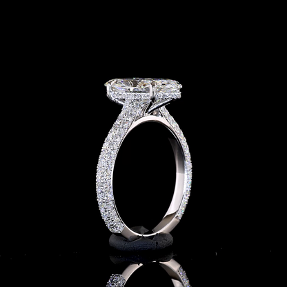 3.89 CTTW Oval Lab Grown Diamond Hidden Halo Ring Sz. 6.5 (G Color and VS1 Clarity)
