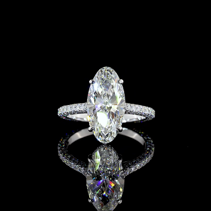4.45 CTTW MO Lab Grown Diamond Hidden Halo Ring Sz. 6.5 (F Color and VVS2 Clarity)