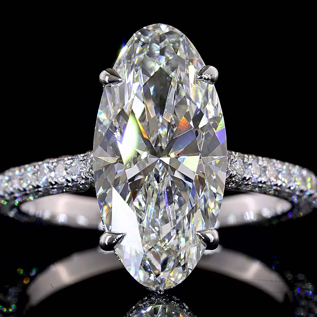 4.45 CTTW MO Lab Grown Diamond Hidden Halo Ring Sz. 6.5 (F Color and VVS2 Clarity)