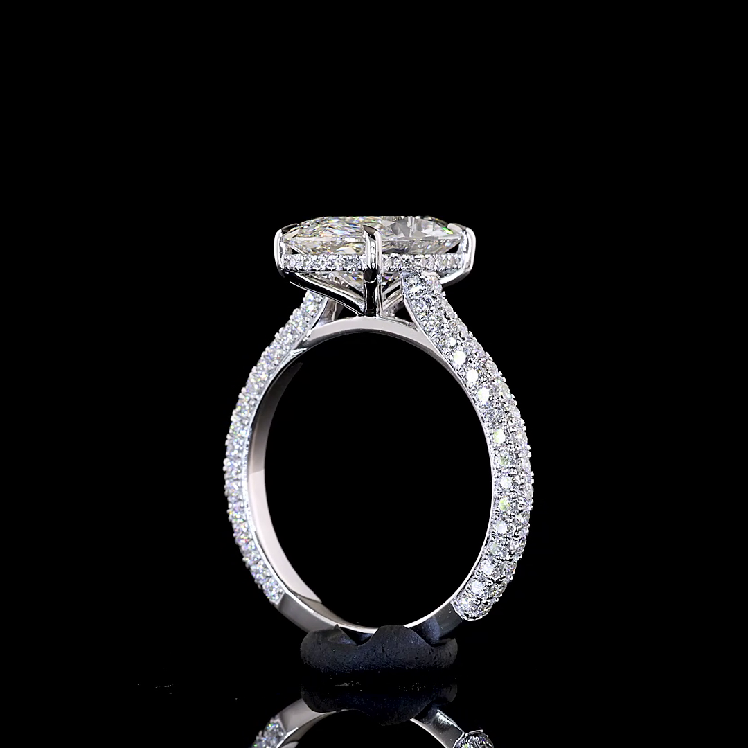 4.45 CTTW MO Lab Grown Diamond Hidden Halo Ring Sz. 6.5 (F Color and VVS2 Clarity)