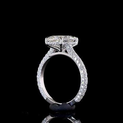 4.45 CTTW MO Lab Grown Diamond Hidden Halo Ring Sz. 6.5 (F Color and VVS2 Clarity)