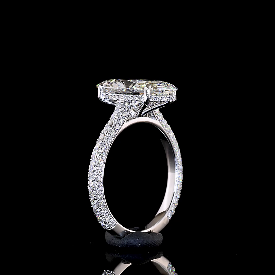 4.45 CTTW MO Lab Grown Diamond Hidden Halo Ring Sz. 6.5 (F Color and VVS2 Clarity)