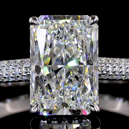 3.26 CTTW Radiant Lab Grown Diamond Hidden Halo Ring Sz. 6.5 (F Color and VS1 Clarity)