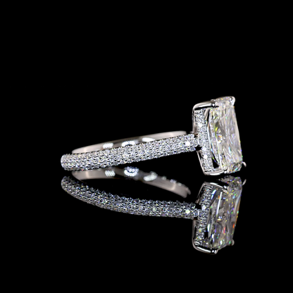 3.26 CTTW Radiant Lab Grown Diamond Hidden Halo Ring Sz. 6.5 (F Color and VS1 Clarity)