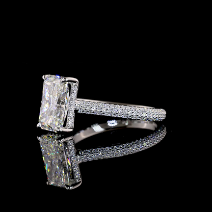 3.26 CTTW Radiant Lab Grown Diamond Hidden Halo Ring Sz. 6.5 (F Color and VS1 Clarity)