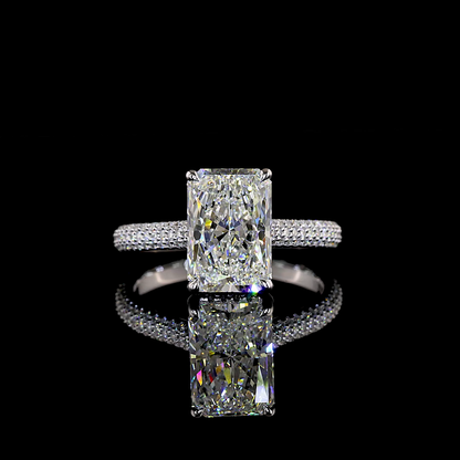 3.76 CTTW Radiant Lab Grown Diamond Hidden Halo Ring Sz. 6.5 (F Color and VVS2 Clarity)
