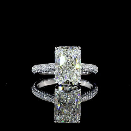 4.28 CTTW Radiant Lab Grown Diamond Solitaire Diamond Shank Ring Sz. 6.5 (F Color and VVS2 Clarity)