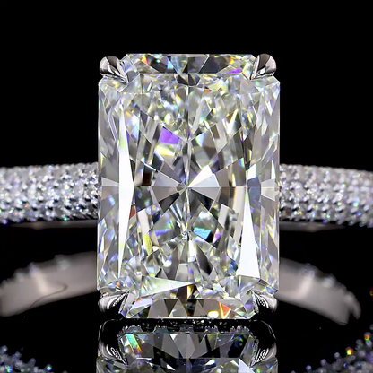 4.28 CTTW Radiant Lab Grown Diamond Solitaire Diamond Shank Ring Sz. 6.5 (F Color and VVS2 Clarity)