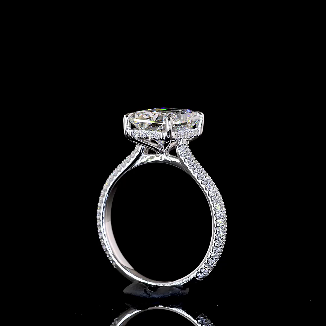 4.28 CTTW Radiant Lab Grown Diamond Solitaire Diamond Shank Ring Sz. 6.5 (F Color and VVS2 Clarity)