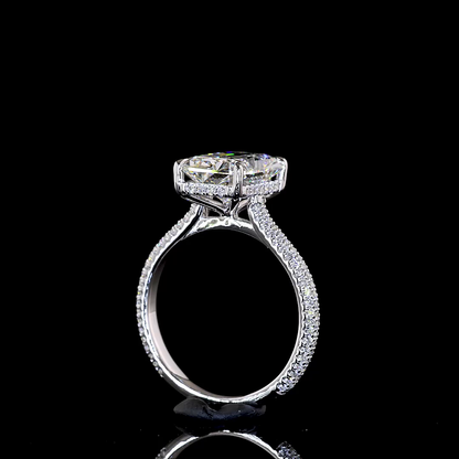 4.28 CTTW Radiant Lab Grown Diamond Solitaire Diamond Shank Ring Sz. 6.5 (F Color and VVS2 Clarity)