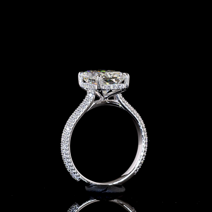 4.28 CTTW Radiant Lab Grown Diamond Solitaire Diamond Shank Ring Sz. 6.5 (F Color and VVS2 Clarity)