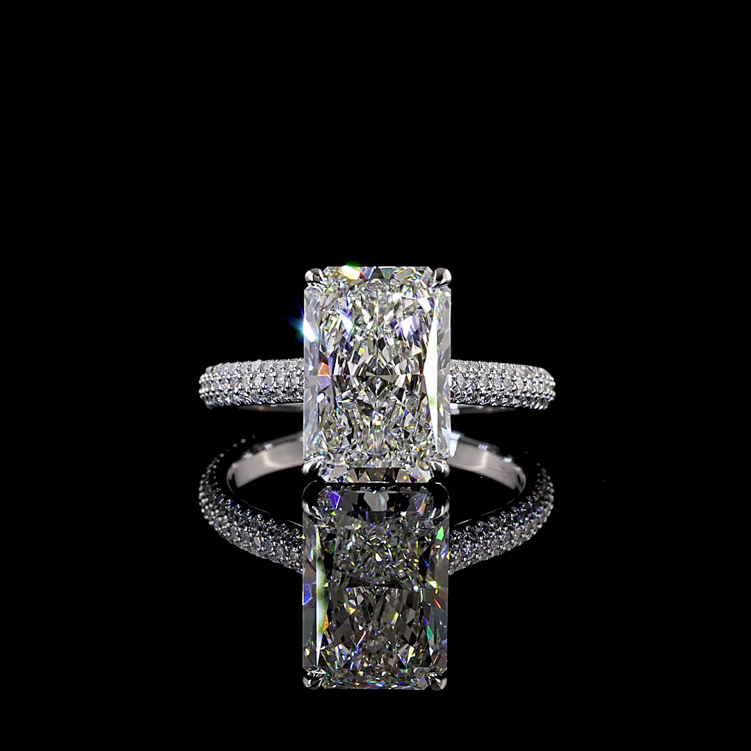 4.70 CTTW Radiant Lab Grown Diamond Hidden Halo Ring Sz. 6.5 (F Color and VVS2 Clarity)