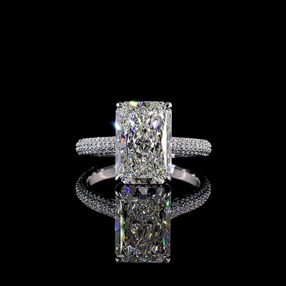 4.70 CTTW Radiant Lab Grown Diamond Hidden Halo Ring Sz. 6.5 (F Color and VVS2 Clarity)