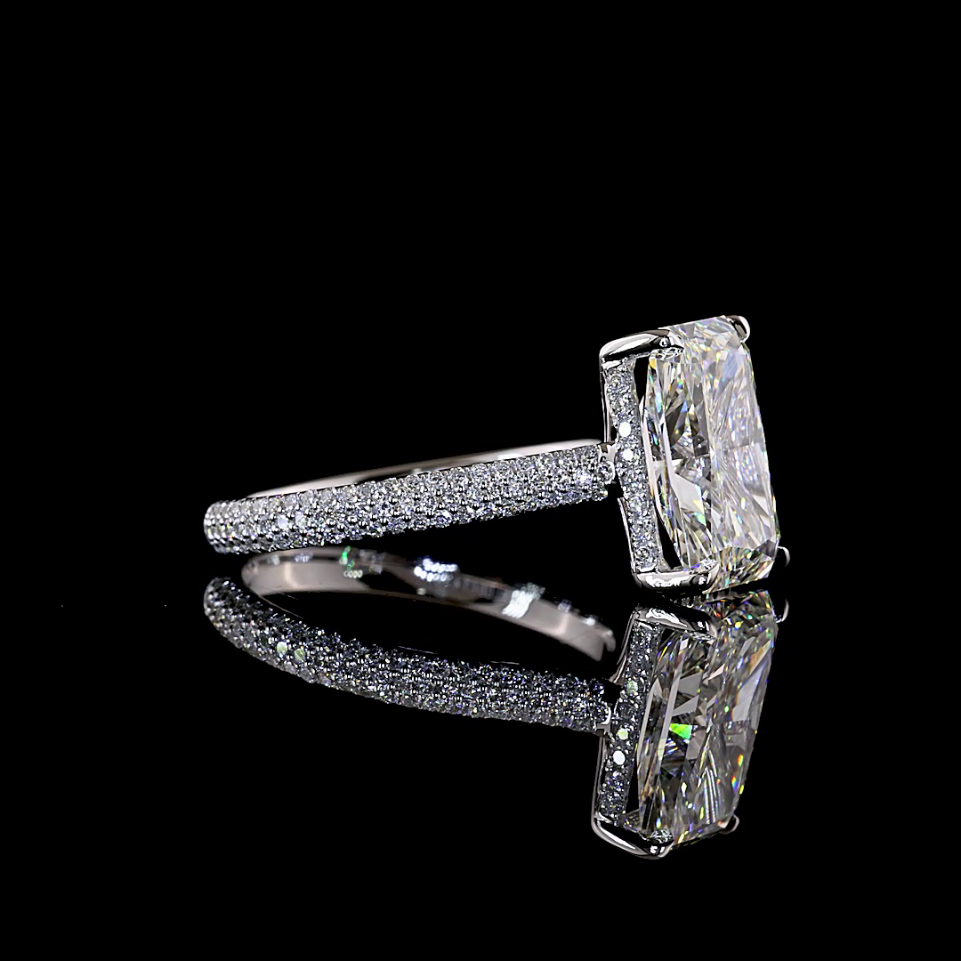 4.70 CTTW Radiant Lab Grown Diamond Hidden Halo Ring Sz. 6.5 (F Color and VVS2 Clarity)