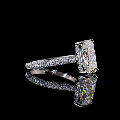 4.70 CTTW Radiant Lab Grown Diamond Hidden Halo Ring Sz. 6.5 (F Color and VVS2 Clarity)