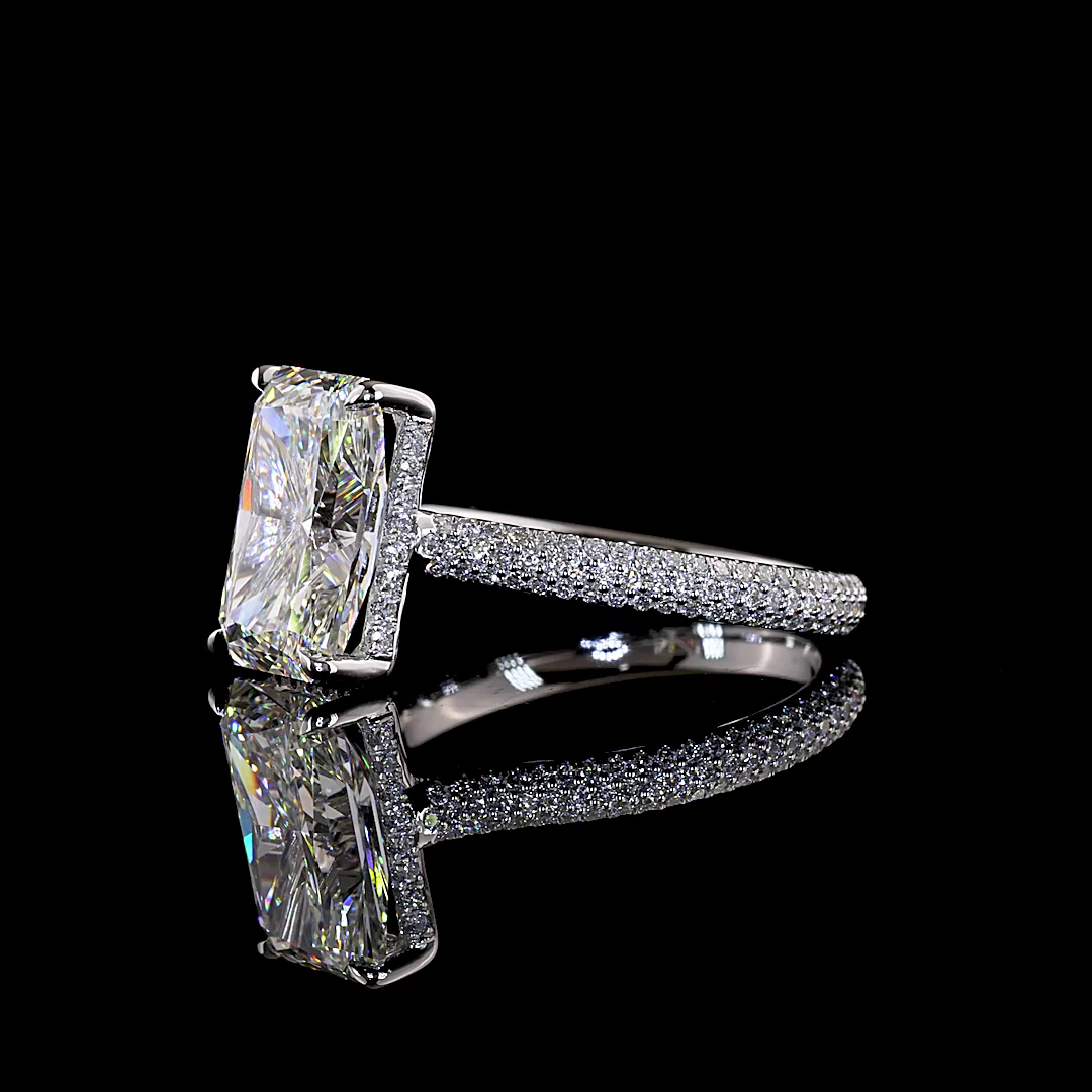 4.70 CTTW Radiant Lab Grown Diamond Hidden Halo Ring Sz. 6.5 (F Color and VVS2 Clarity)