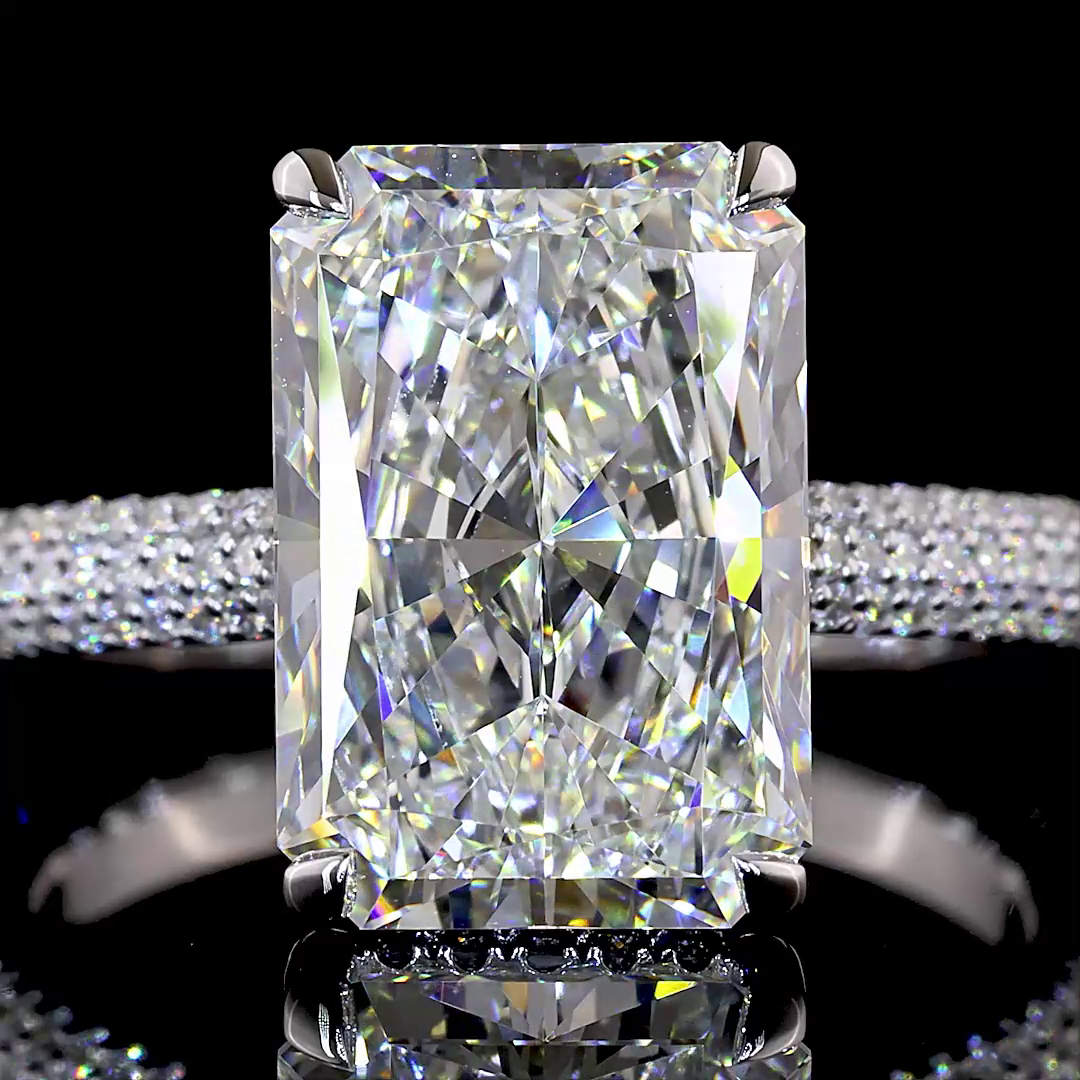5.50 CTTW Radiant Lab Grown Diamond Solitaire Diamond Shank Ring Sz. 6.5 (F Color and VVS2 Clarity)