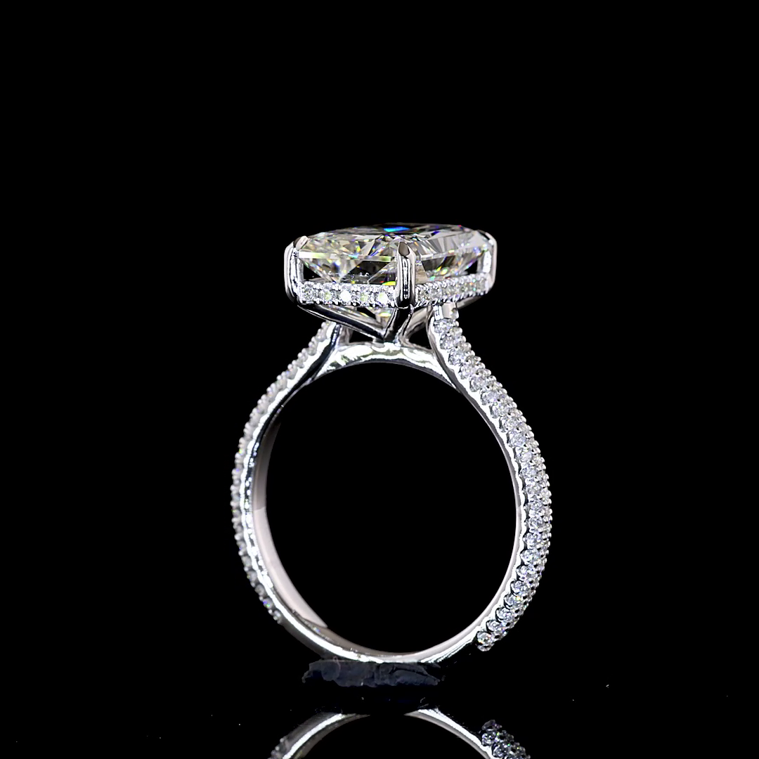 5.50 CTTW Radiant Lab Grown Diamond Solitaire Diamond Shank Ring Sz. 6.5 (F Color and VVS2 Clarity)