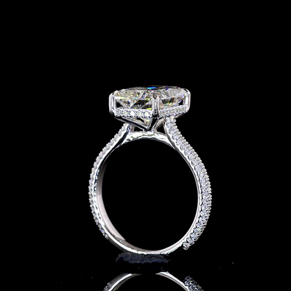 5.50 CTTW Radiant Lab Grown Diamond Solitaire Diamond Shank Ring Sz. 6.5 (F Color and VVS2 Clarity)