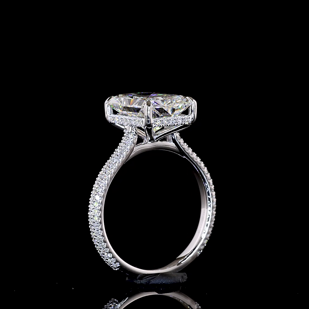 5.50 CTTW Radiant Lab Grown Diamond Solitaire Diamond Shank Ring Sz. 6.5 (F Color and VVS2 Clarity)