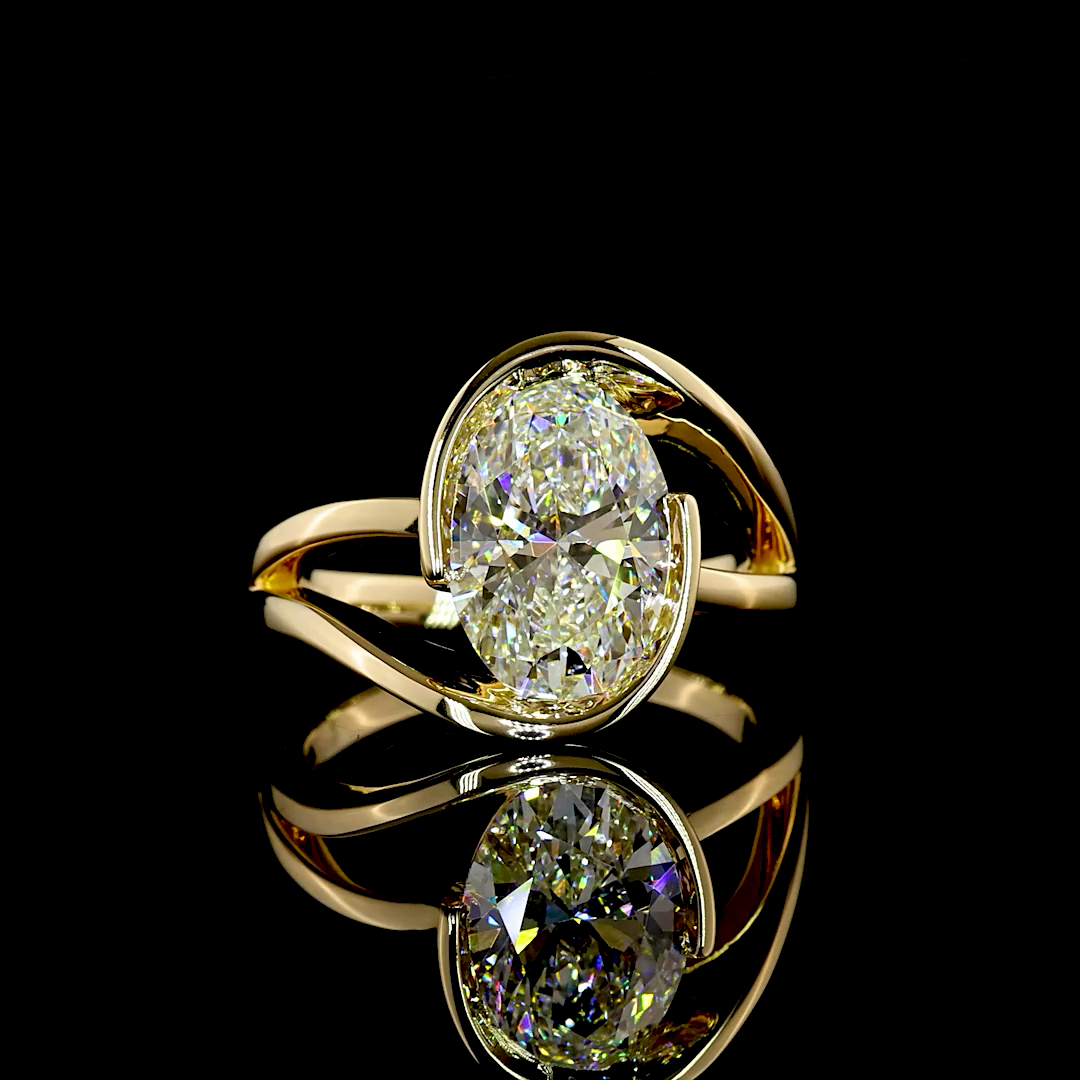 3.00 CT Oval Lab Grown Diamond Solitaire Ring Sz. 6 (F Color and VS1 Clarity)