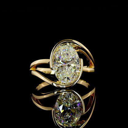 3.00 CT Oval Lab Grown Diamond Solitaire Ring Sz. 6 (F Color and VS1 Clarity)