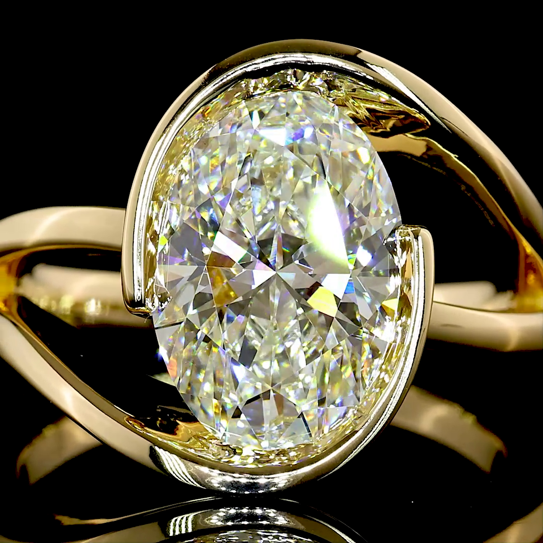 3.00 CT Oval Lab Grown Diamond Solitaire Ring Sz. 6 (F Color and VS1 Clarity)