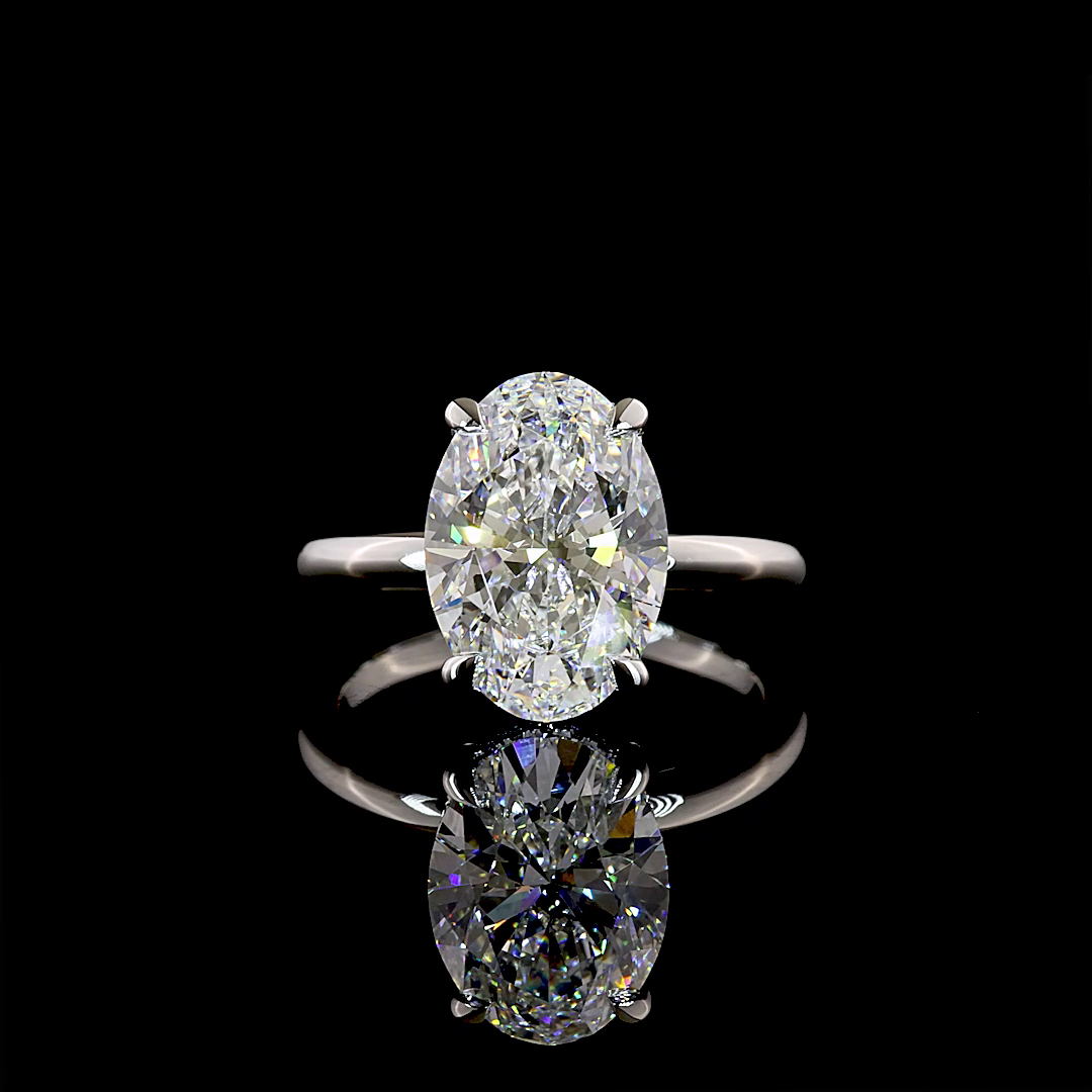3.33 CTTW Oval Lab Grown Diamond Hidden Halo Ring Sz. 4.5 (F Color and VS1 Clarity)