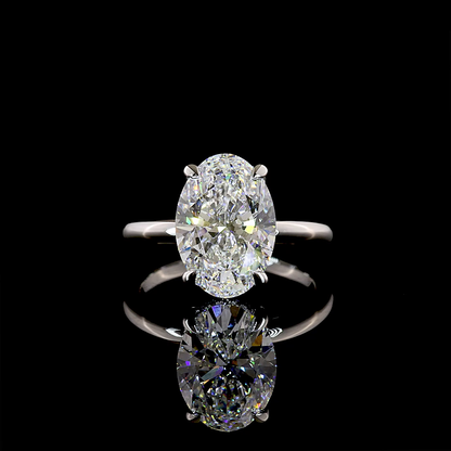 3.33 CTTW Oval Lab Grown Diamond Hidden Halo Ring Sz. 4.5 (F Color and VS1 Clarity)