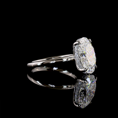 3.33 CTTW Oval Lab Grown Diamond Hidden Halo Ring Sz. 4.5 (F Color and VS1 Clarity)