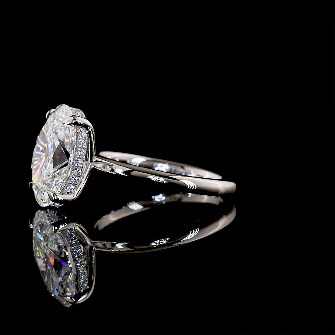 3.33 CTTW Oval Lab Grown Diamond Hidden Halo Ring Sz. 4.5 (F Color and VS1 Clarity)