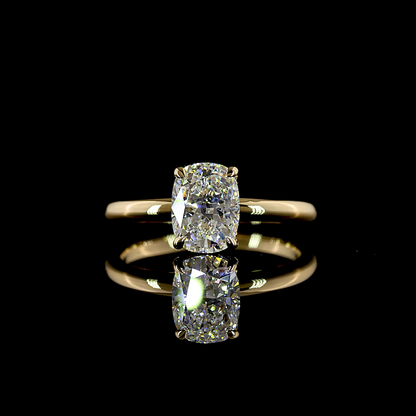 1.60 CTTW Cushion Brilliant Lab Grown Diamond Hidden Halo Ring Sz. 7.5 (E Color and VVS2 Clarity)