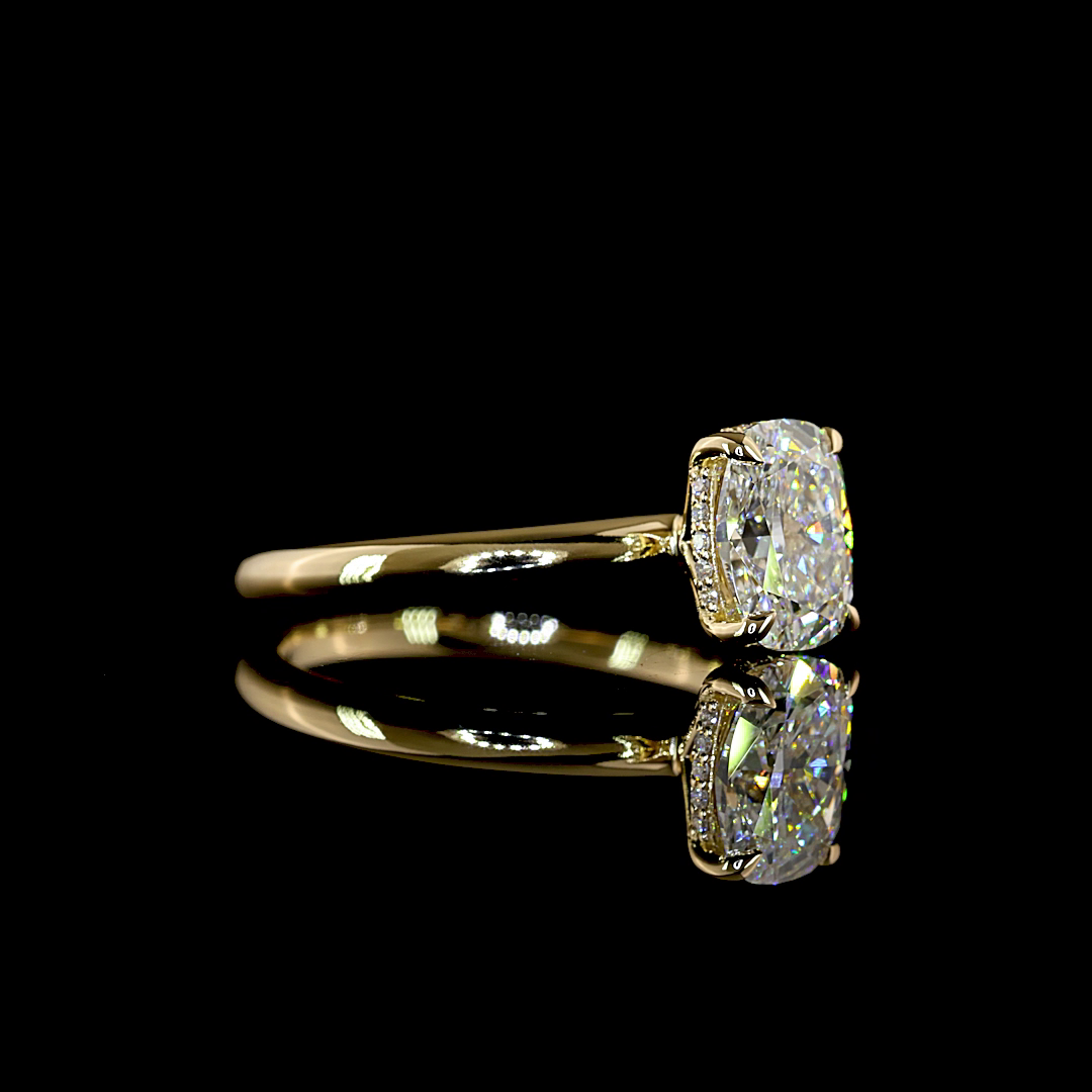 1.60 CTTW Cushion Brilliant Lab Grown Diamond Hidden Halo Ring Sz. 7.5 (E Color and VVS2 Clarity)