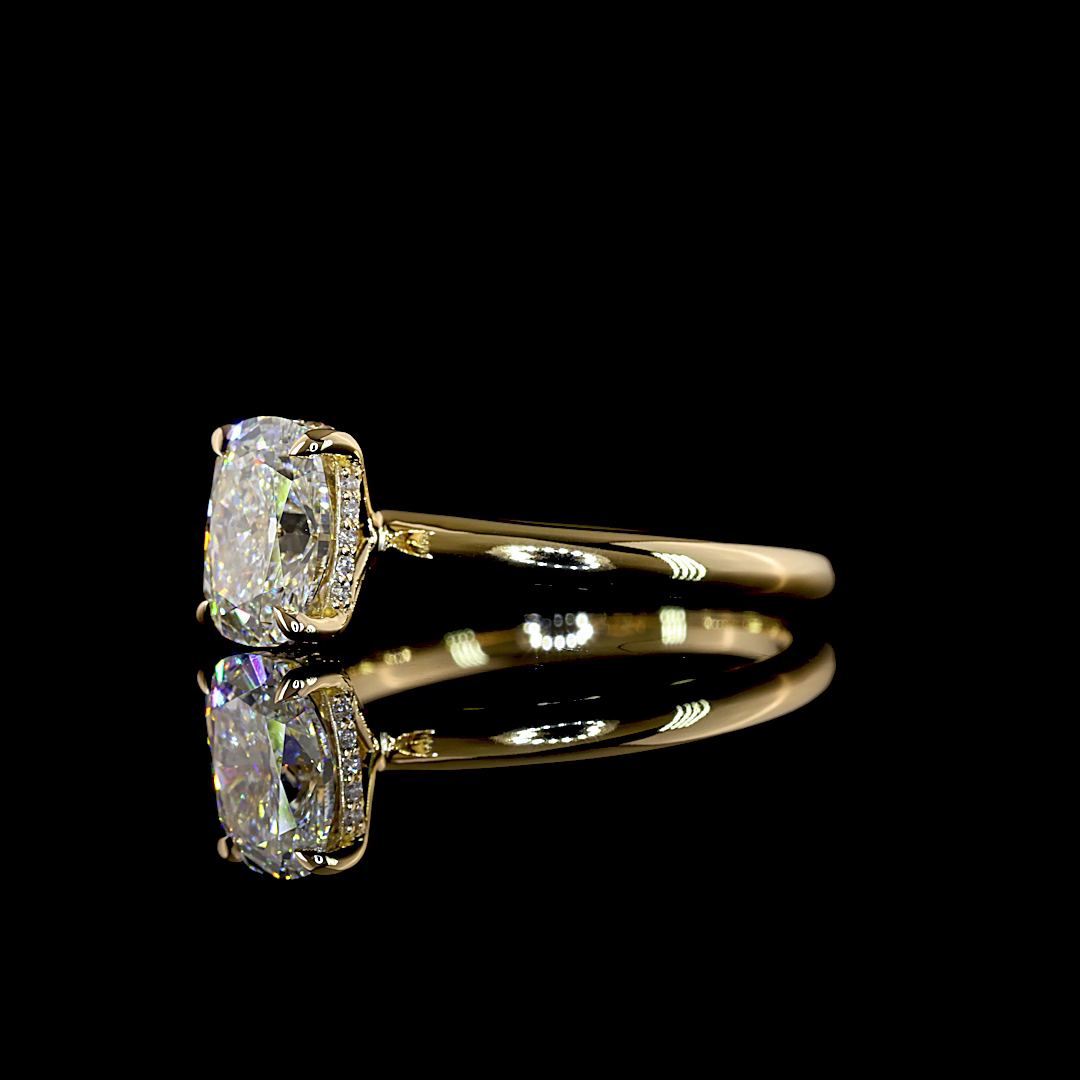 1.60 CTTW Cushion Brilliant Lab Grown Diamond Hidden Halo Ring Sz. 7.5 (E Color and VVS2 Clarity)