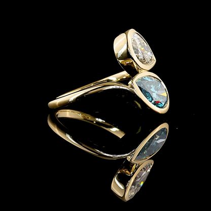 3.51 CTTW Pear Lab Grown Diamond Toi et Moi Ring Sz. 6.5 (FV.BL Color and VS1 Clarity)