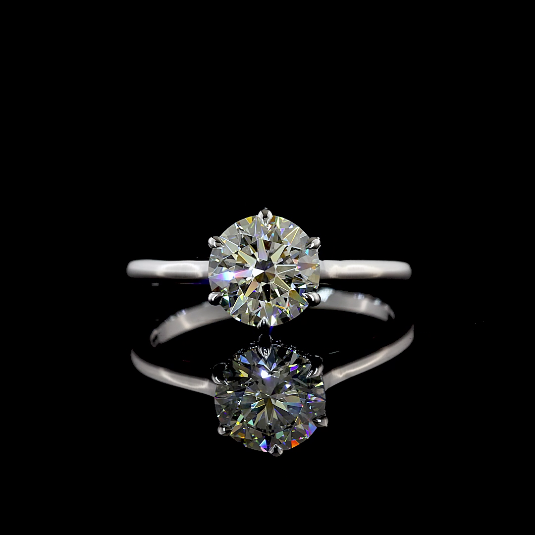 1.55 CTTW Round Lab Grown Diamond Hidden Halo Ring Sz. 6.5 (F Color and VVS2 Clarity)