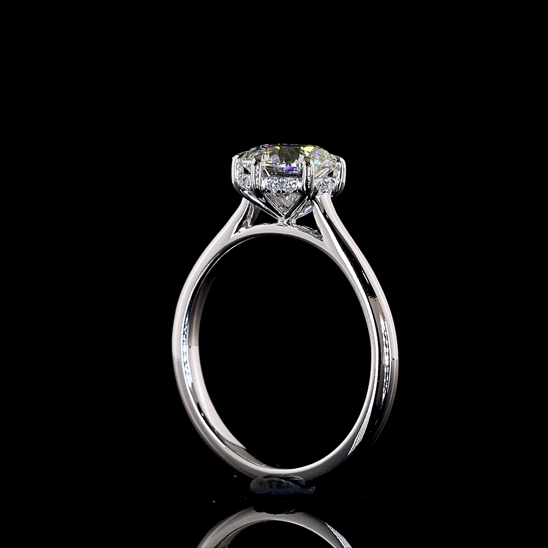 1.55 CTTW Round Lab Grown Diamond Hidden Halo Ring Sz. 6.5 (F Color and VVS2 Clarity)