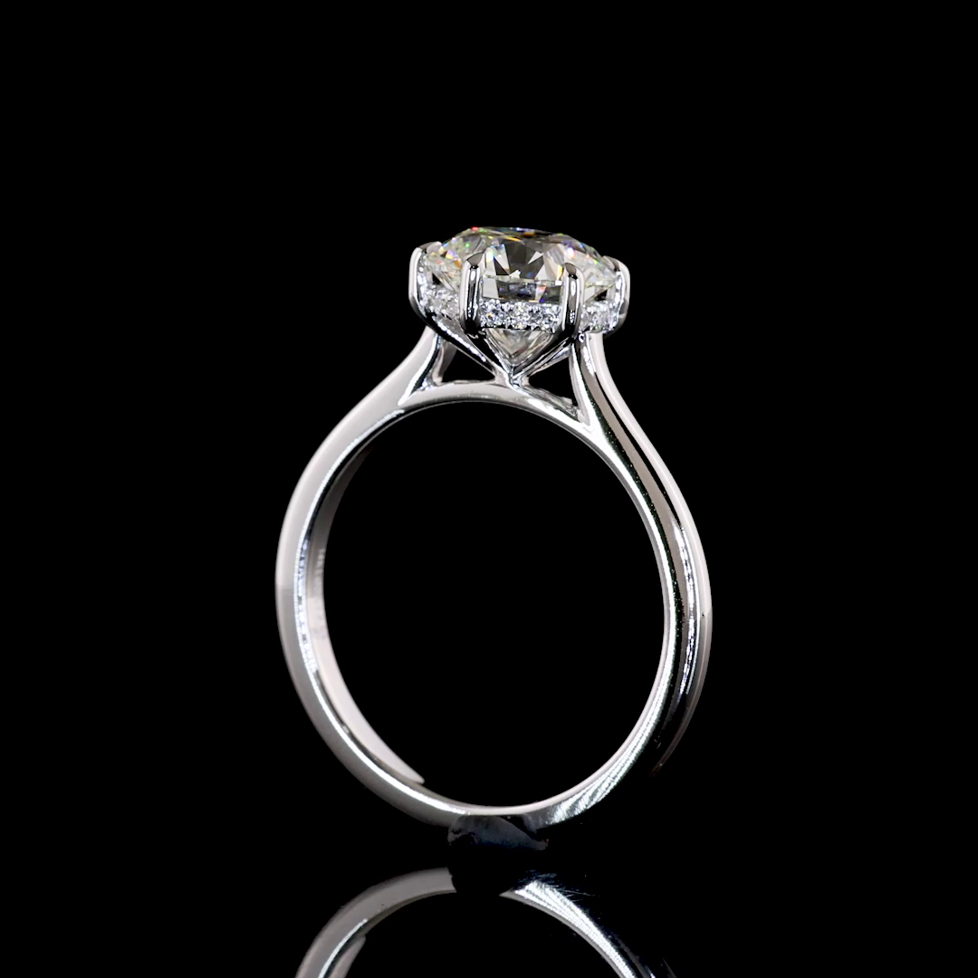 2.09 CTTW Round Lab Grown Diamond Hidden Halo Ring Sz. 6.5 (F Color and VVS2 Clarity)