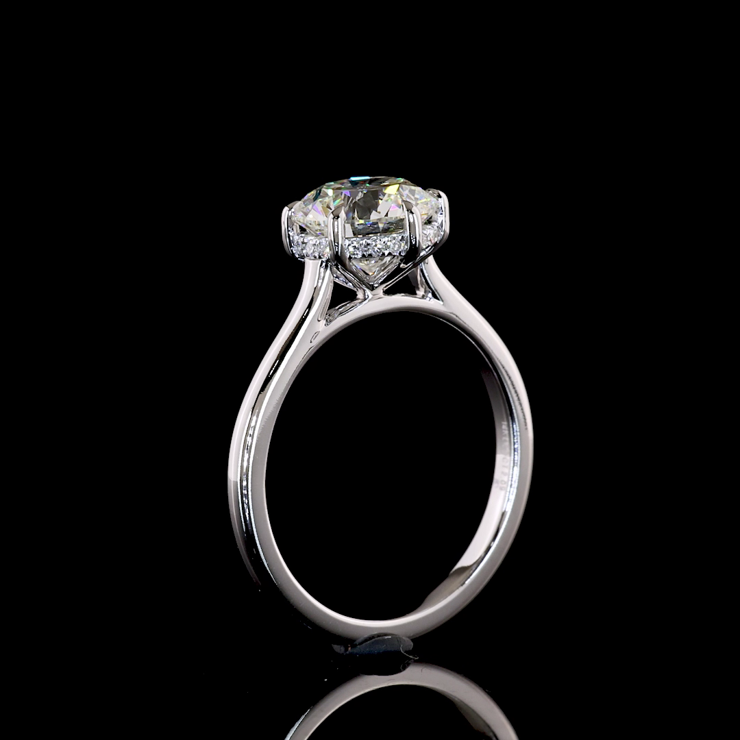 2.09 CTTW Round Lab Grown Diamond Hidden Halo Ring Sz. 6.5 (F Color and VVS2 Clarity)