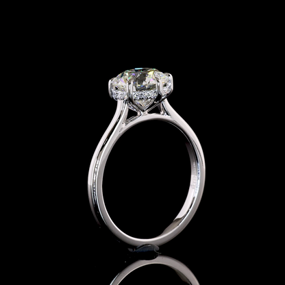 2.09 CTTW Round Lab Grown Diamond Hidden Halo Ring Sz. 6.5 (F Color and VVS2 Clarity)