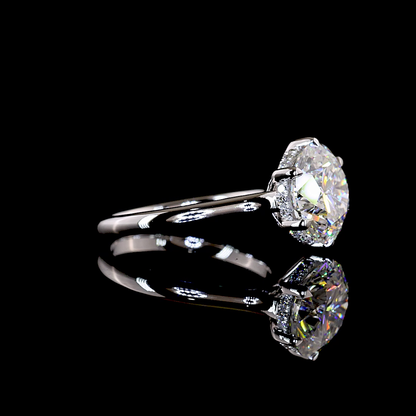 3.69 CTTW Round Lab Grown Diamond Hidden Halo Ring Sz. 6.5 (F Color and VVS2 Clarity)