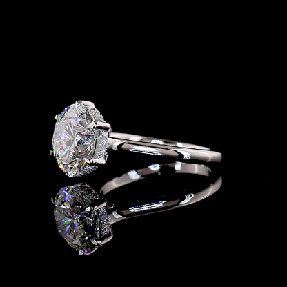 3.69 CTTW Round Lab Grown Diamond Hidden Halo Ring Sz. 6.5 (F Color and VVS2 Clarity)